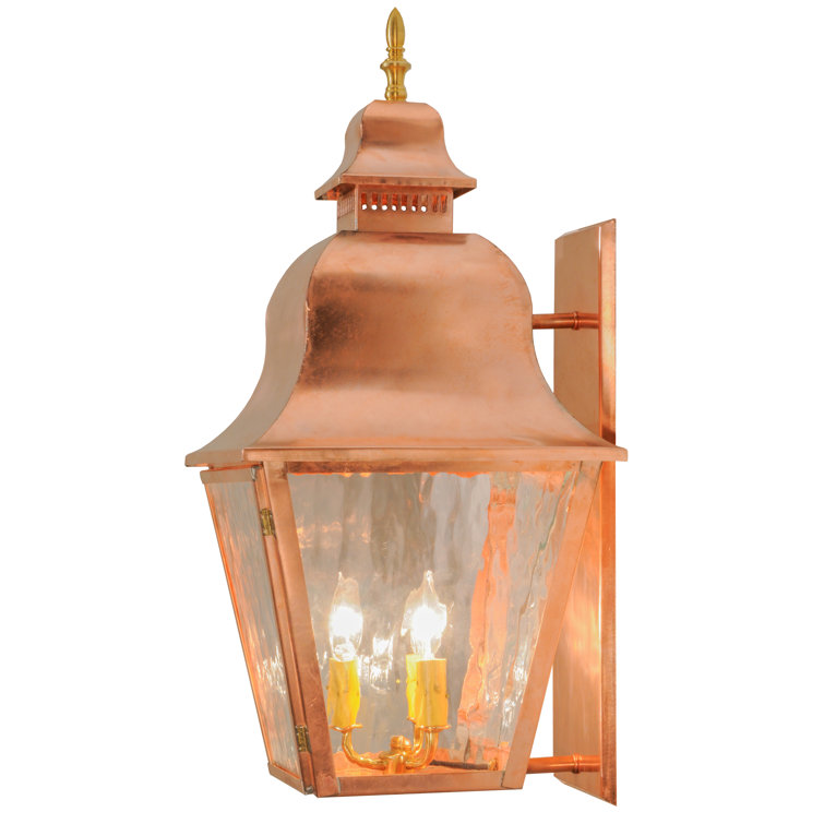 Revere 12" Raw Copper Outdoor Lantern Sconce with Clear Glass