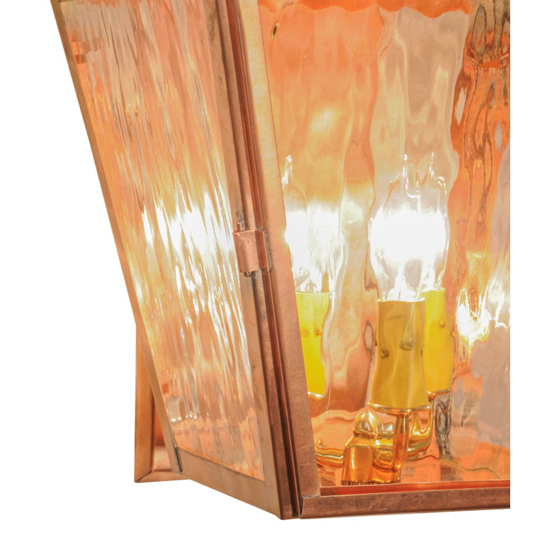 Revere 12" Raw Copper Outdoor Lantern Sconce with Clear Glass