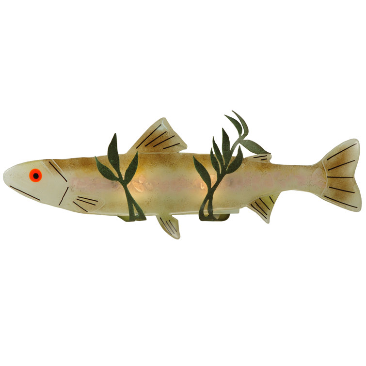 Handcrafted Copper Trout Wall Sconce with Art Glass