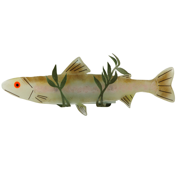 Handcrafted Copper Trout Wall Sconce with Art Glass