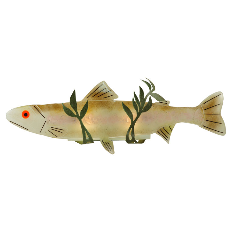 Handcrafted Copper Trout Wall Sconce with Art Glass