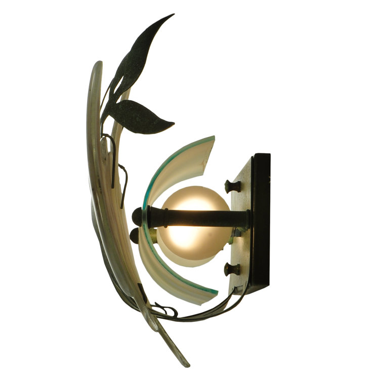 Handcrafted Copper Trout Wall Sconce with Art Glass