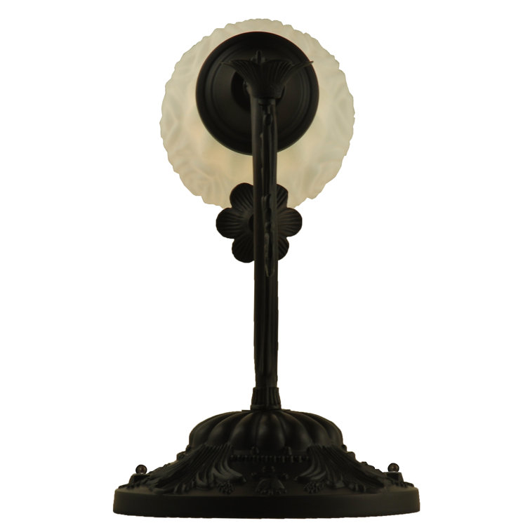 White Satin Art Glass Rose Bronze Wall Sconce