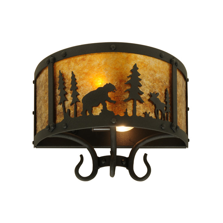 Rustic Lodge Black 2-Light Wildlife Wall Sconce