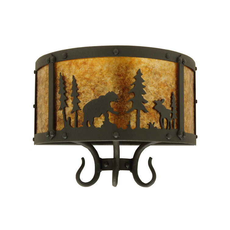 Rustic Lodge Black 2-Light Wildlife Wall Sconce