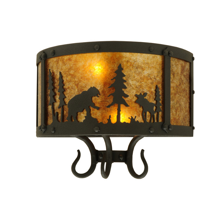 Rustic Lodge Black 2-Light Wildlife Wall Sconce