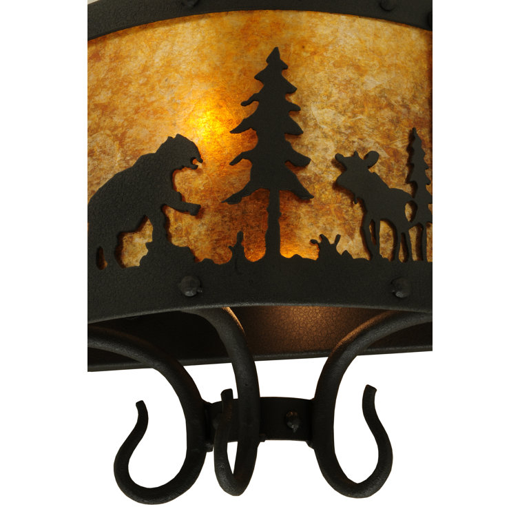 Rustic Lodge Black 2-Light Wildlife Wall Sconce