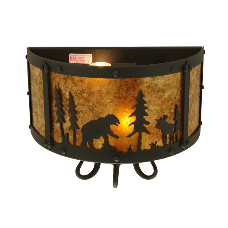 Rustic Lodge Black 2-Light Wildlife Wall Sconce