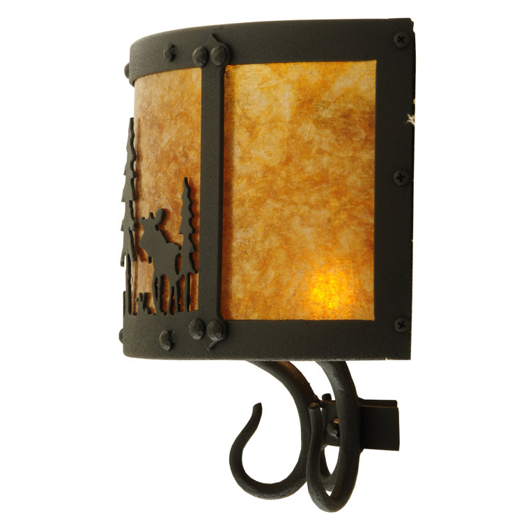 Rustic Lodge Black 2-Light Wildlife Wall Sconce