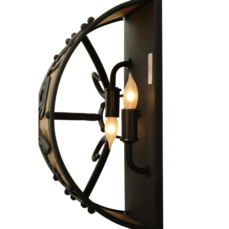 Rustic Lodge Black 2-Light Wildlife Wall Sconce