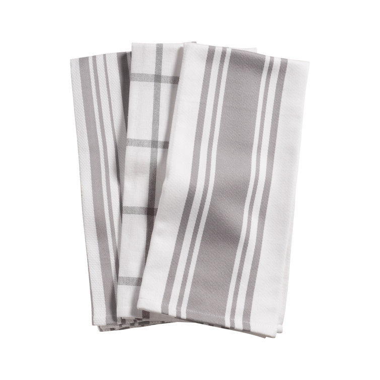 Drizzle Gray Cotton Tea Towel Set of 3
