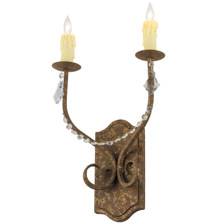 Samuel Gold and Brown Hand-Forged Candle Wall Sconce