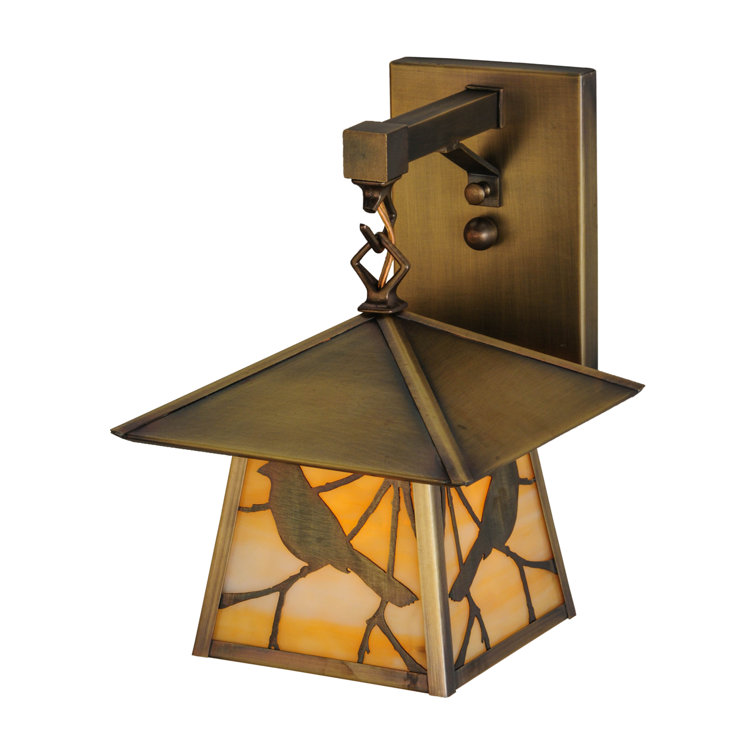 Rustic Brass Song Bird Energy Star Lantern Wall Sconce