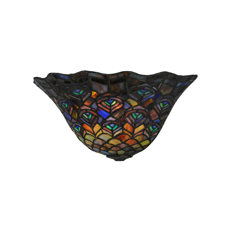 Elegant Peacock Feather 2-Light Tiffany Style Wall Sconce