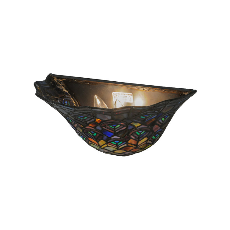 Elegant Peacock Feather 2-Light Tiffany Style Wall Sconce