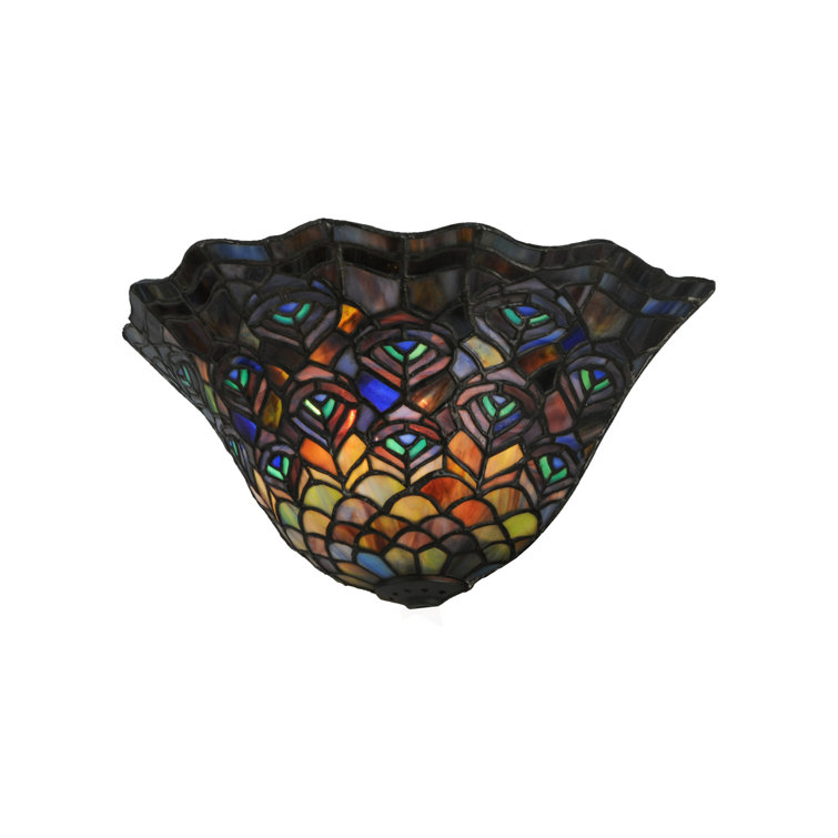 Elegant Peacock Feather 2-Light Tiffany Style Wall Sconce