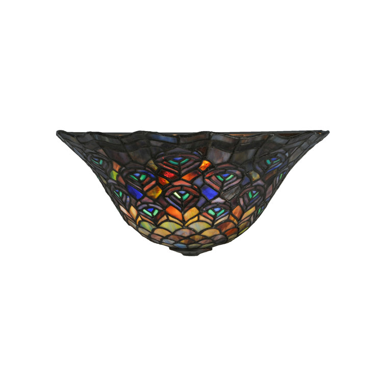 Elegant Peacock Feather 2-Light Tiffany Style Wall Sconce