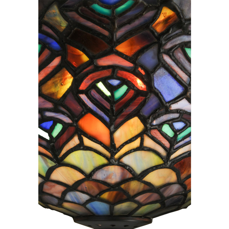 Elegant Peacock Feather 2-Light Tiffany Style Wall Sconce