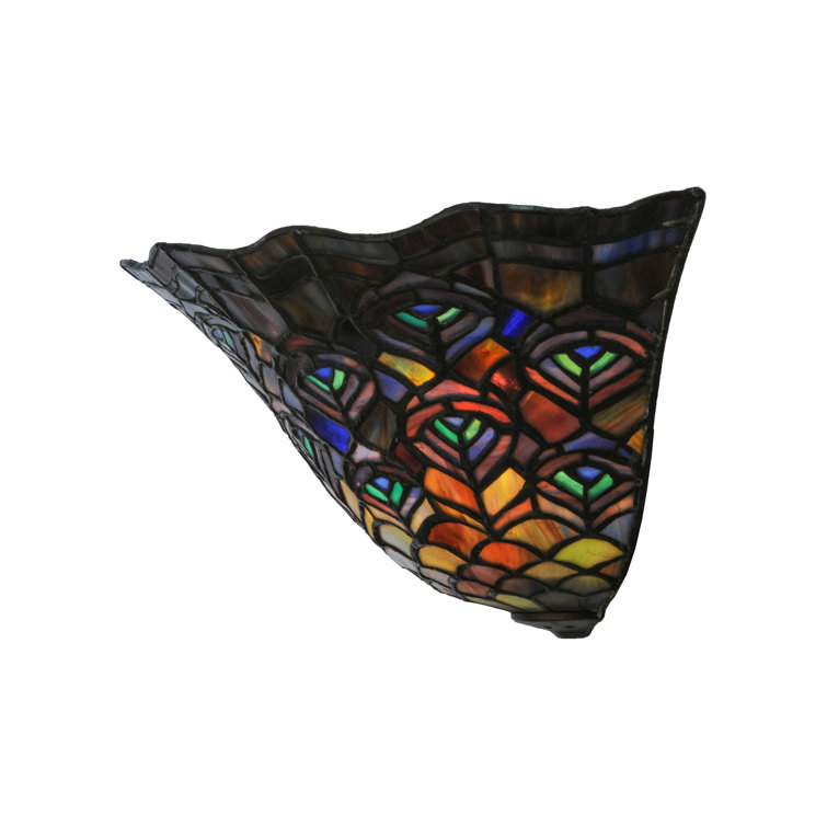 Elegant Peacock Feather 2-Light Tiffany Style Wall Sconce