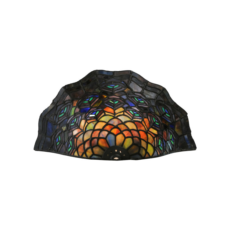 Elegant Peacock Feather 2-Light Tiffany Style Wall Sconce