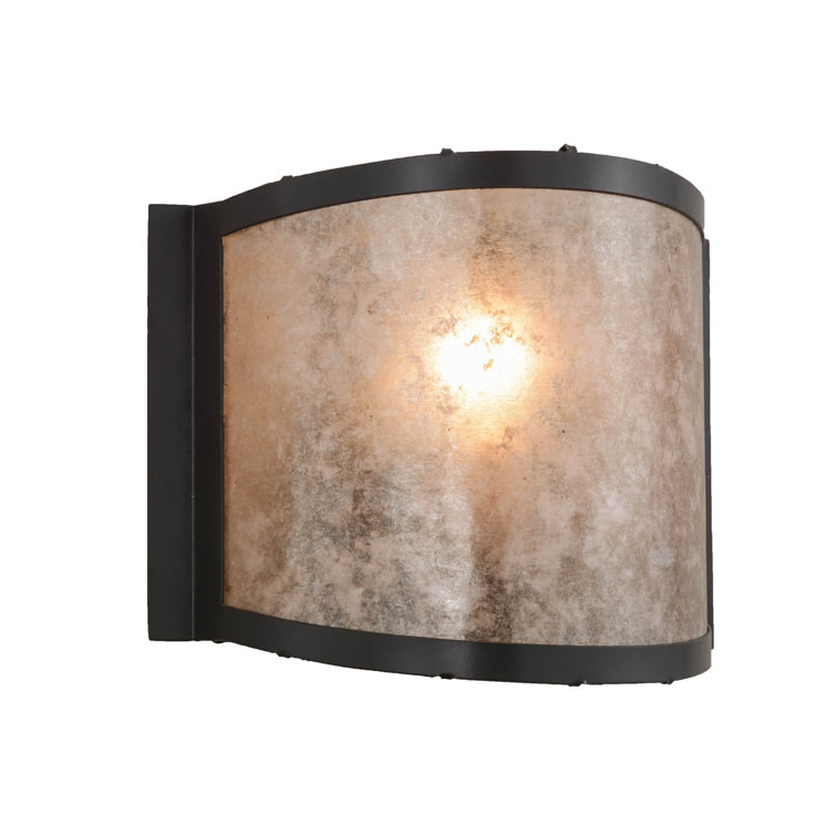 Bronze Energy Star Direct Wired Drum Sconce with Silver Shade