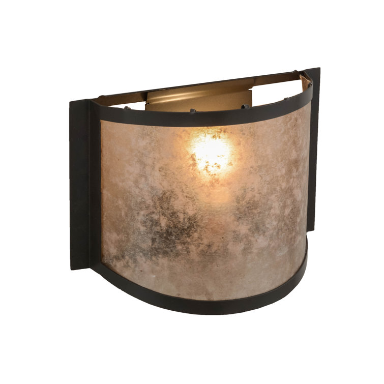 Bronze Energy Star Direct Wired Drum Sconce with Silver Shade