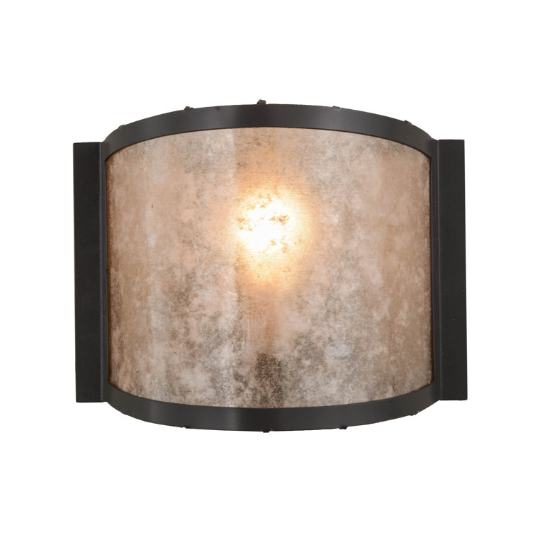 Bronze Energy Star Direct Wired Drum Sconce with Silver Shade