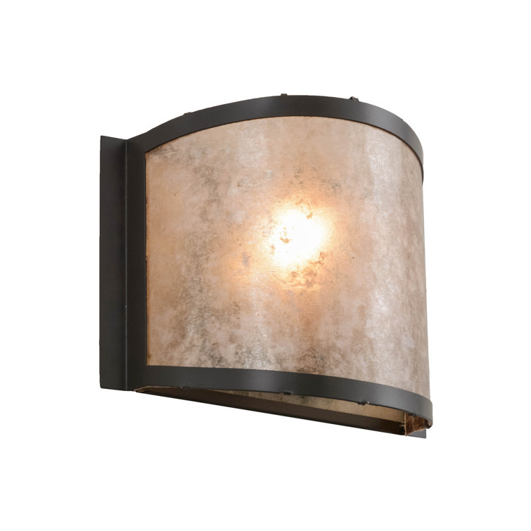 Bronze Energy Star Direct Wired Drum Sconce with Silver Shade