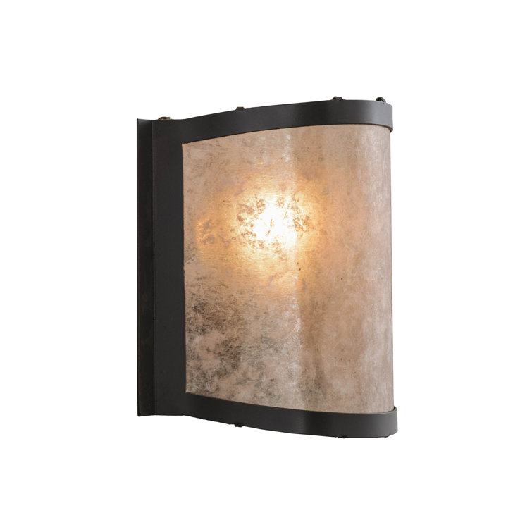 Bronze Energy Star Direct Wired Drum Sconce with Silver Shade