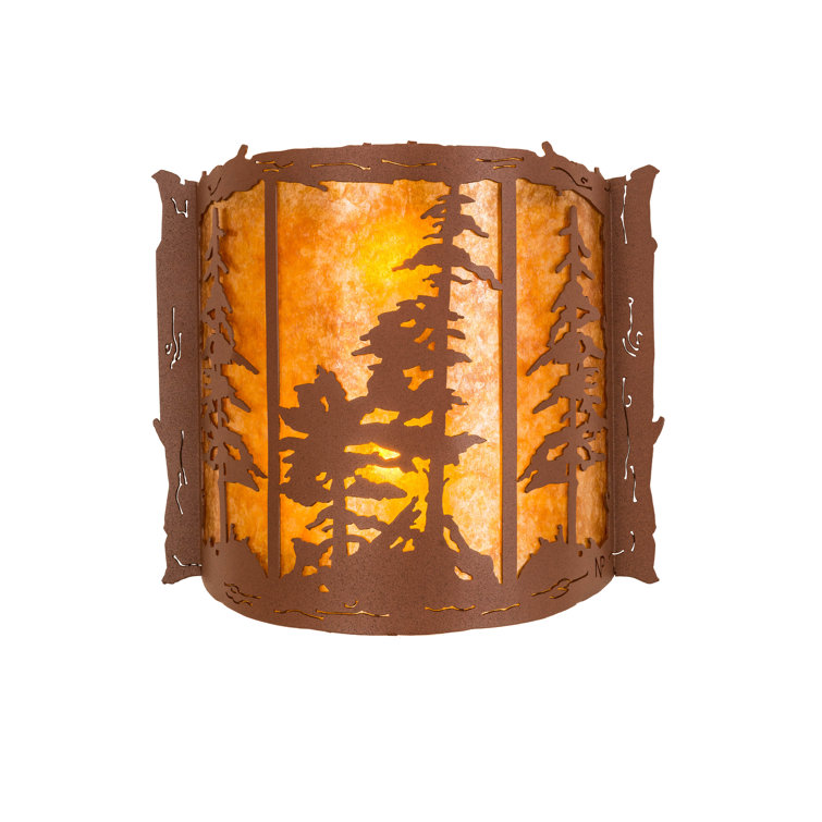 Rustic Amber Mica 2-Light Wall Sconce with Rust Finish