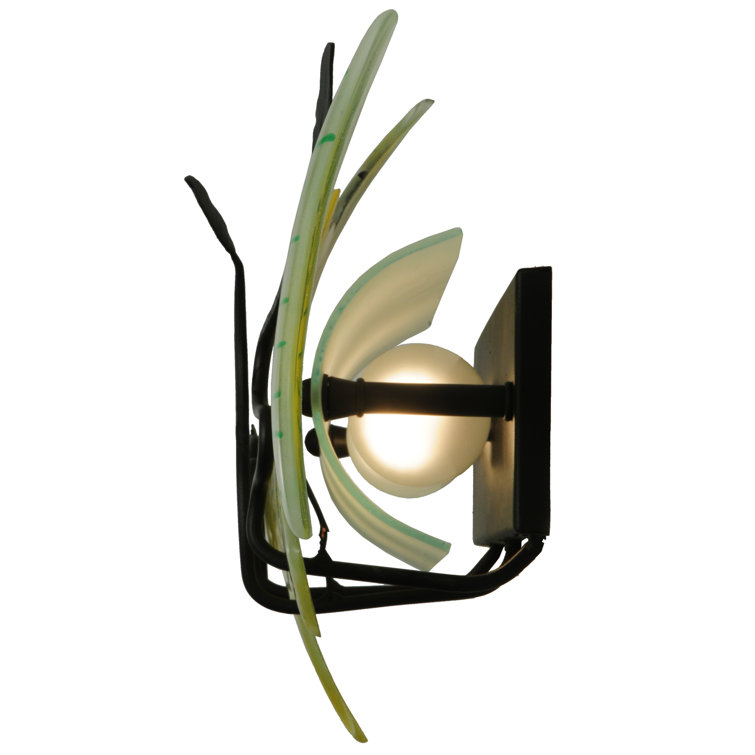 Black Glass Direct Wired Electric Wall Sconce