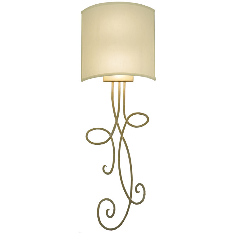 Champagne Metallic Scrollwork Sconce with Eggshell Shade