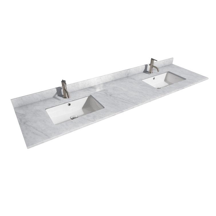 Sheffield 80'' Gray Solid Wood Double Bathroom Vanity with White Marble Top