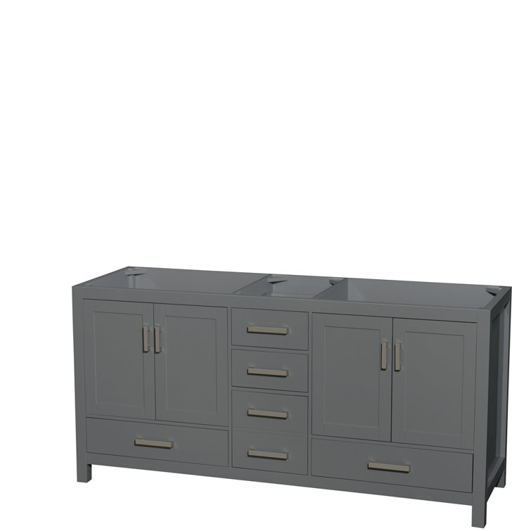 Sheffield 72'' White Double Freestanding Bathroom Vanity with Carrara Marble Top