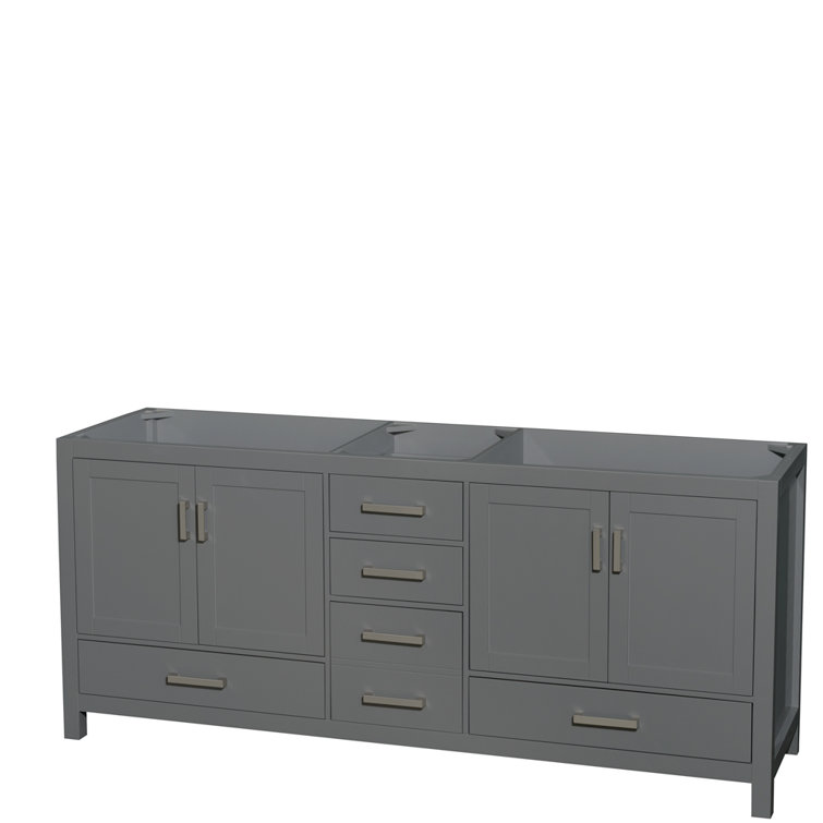 Sheffield 78.5" Dark Gray Solid Wood Double Bathroom Vanity Base