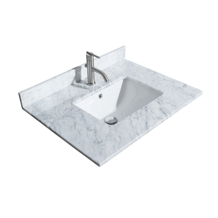 Sheffield 30'' Dark Gray Single Freestanding Bathroom Vanity with White Carrara Marble Top