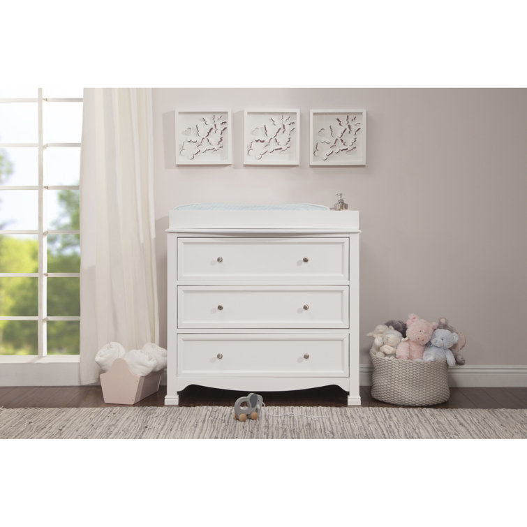 White GREENGUARD Certified 3-Drawer Nursery Dresser