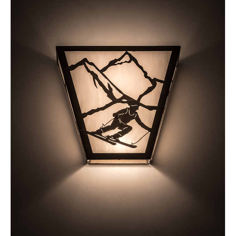 Alpine Skier 11.5" Bronze and White Direct Wired Sconce