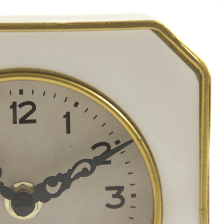 White and Gold Square Traditional Table Clock