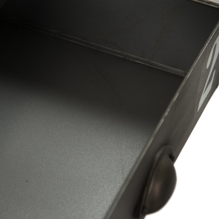 Dark Bronze Black Industrial Writing Desk with Numbered Storage Drawers