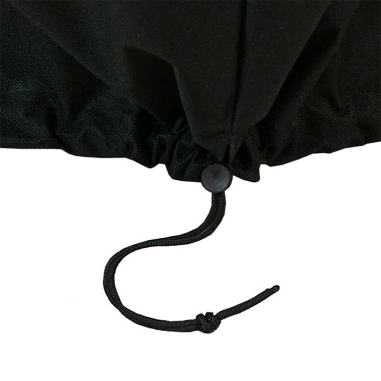 Black Heavy-Duty Vinyl Round Fire Pit Cover with Drawstring Closure