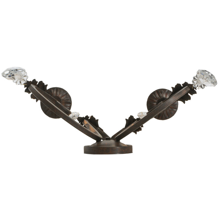 Antique Bronze 2-Light Crystal Candle Wall Sconce