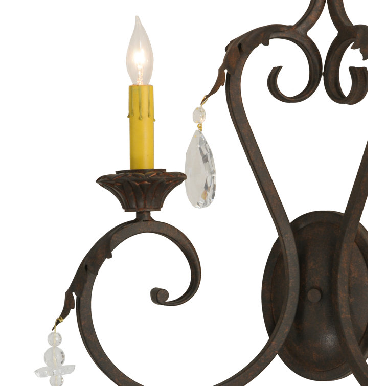 Antique Bronze 2-Light Crystal Candle Wall Sconce