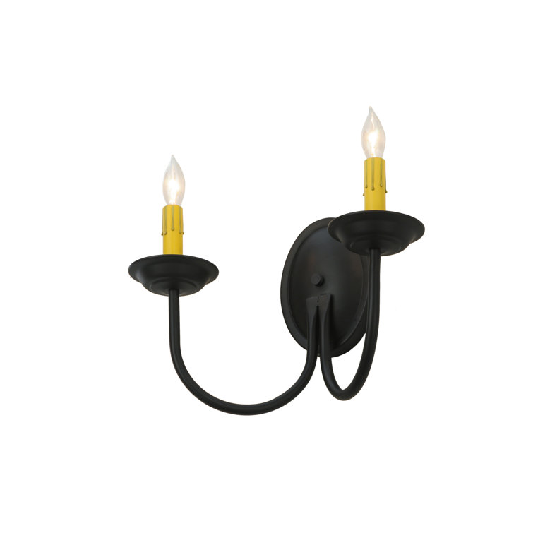 Elegant Blackwash 14.5" Dual Ivory Candlelight Wall Sconce