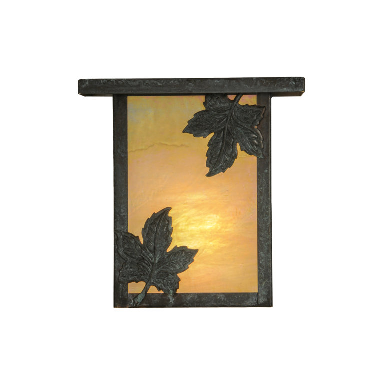 Maple Leaf Bronze and Glass Wall Sconce