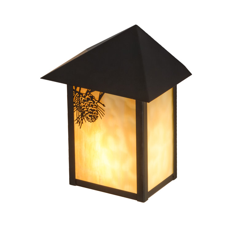 Craftsman Brown and Beige Art Glass Wall Sconce
