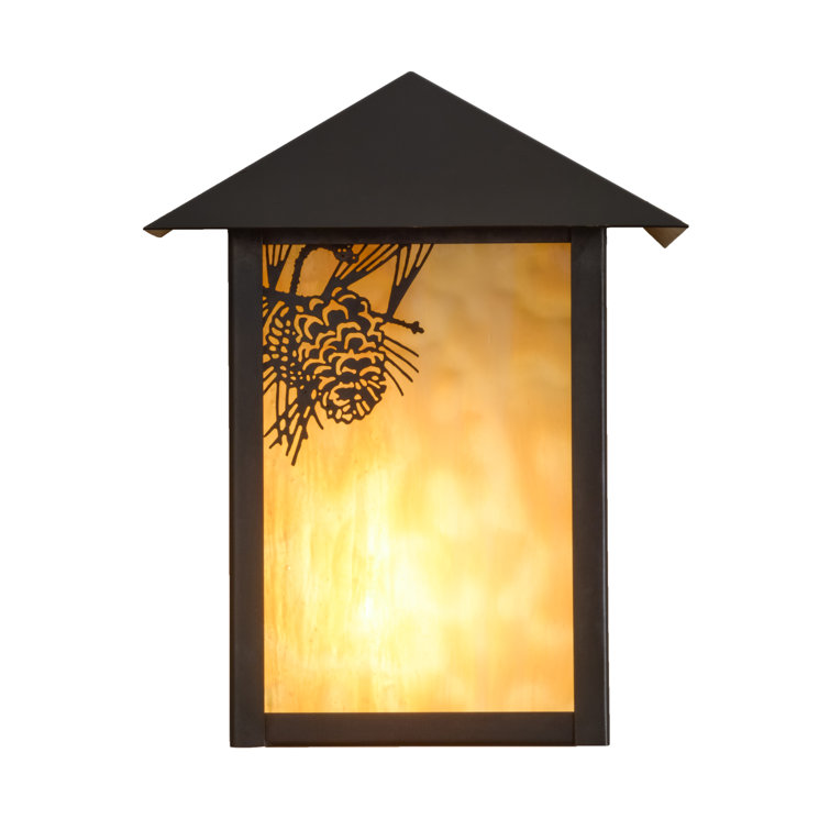Craftsman Brown and Beige Art Glass Wall Sconce