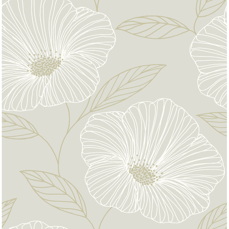 Mythic Dove Floral Non-Woven Wallpaper Sample in White and Gold