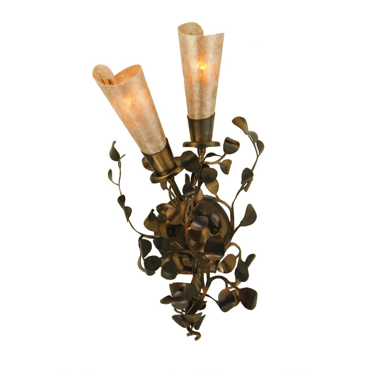 Rustic Lodge Nickel 2-Light Dimmable Wall Sconce