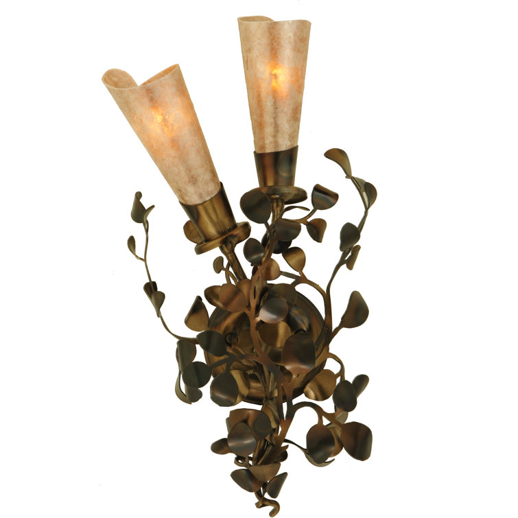 Rustic Lodge Nickel 2-Light Dimmable Wall Sconce